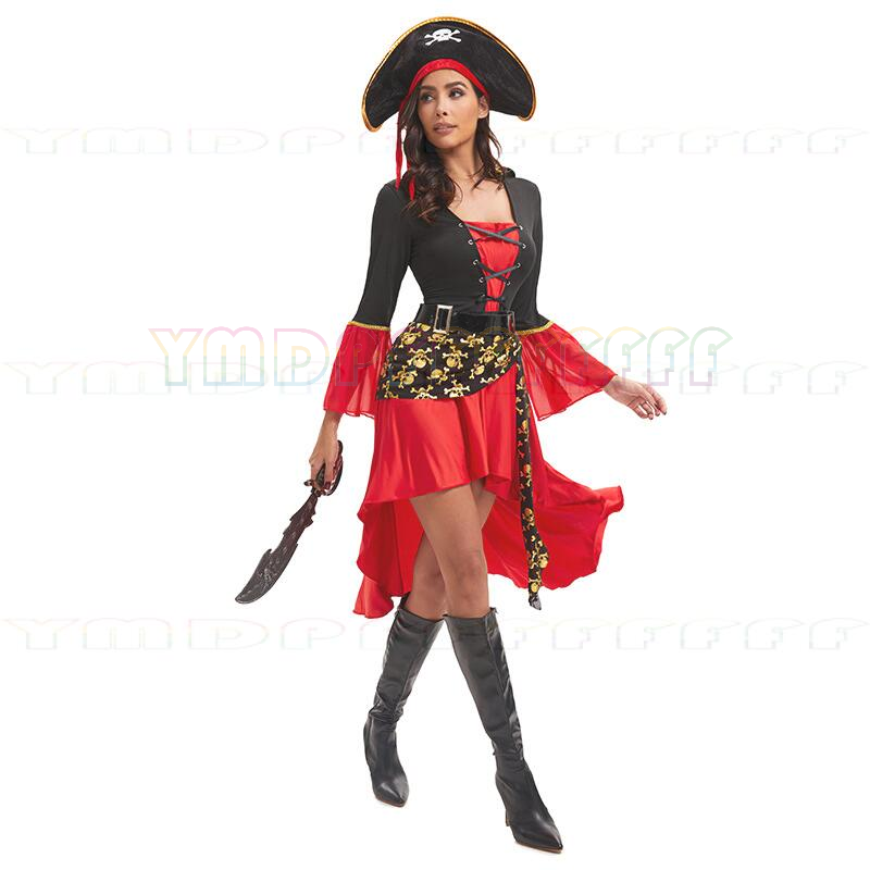 Anime Cosplay Makeup - アニメハロウィン女性海賊コスプレステージパフォーマンス衣装カリブ海の海賊メイクアップボール衣装イースターファンタジーカーニブ