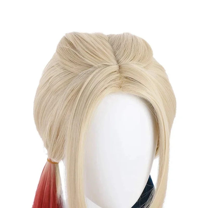 Anime Harley Quinn Cosplay - 2026 ハーレークイン用ウィッグ ハロウィン クリスマス カーニバル アニメパーティー用ウィッグ