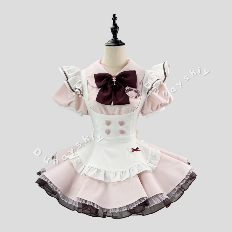 スイートロリータメイドコスプレドレスプラスサイズピンク＆ホワ - Anime Cosplay Plus Size のレビューと価格