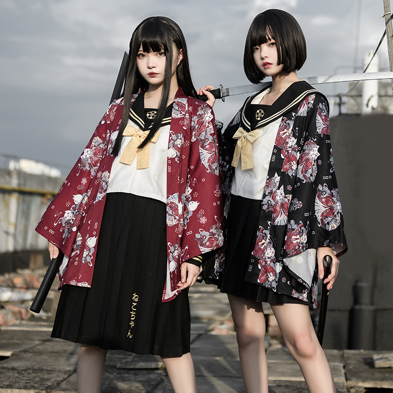 レトロ着物カーディガン日本のアニメマントルーズ羽織浮世絵ヴィ - Asian Cosplay Anime のレビューと価格