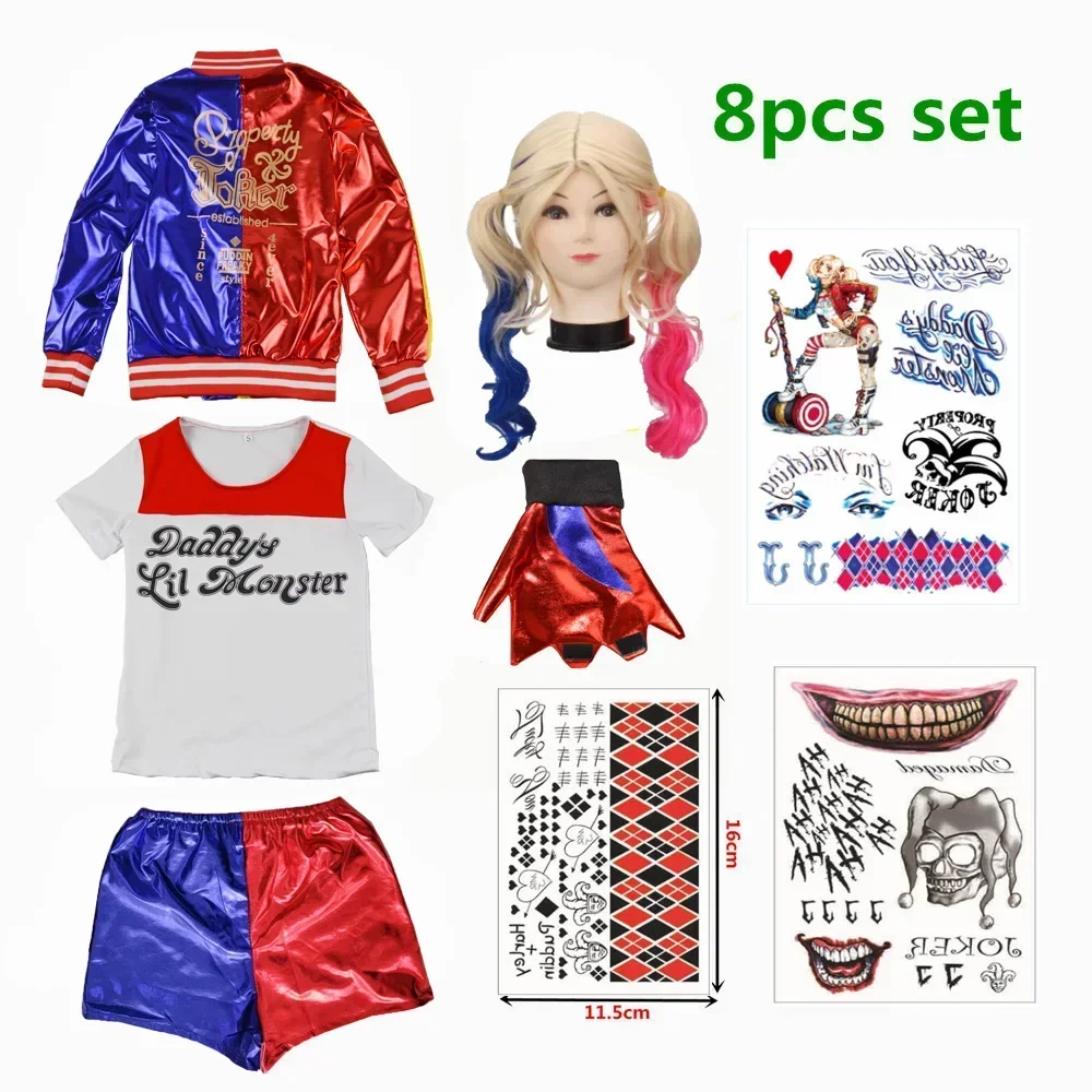子供のためのハーレークインのコスプレ衣装,ハロウィーンの衣装 - Anime Harley Quinn Cosplay のレビューと価格