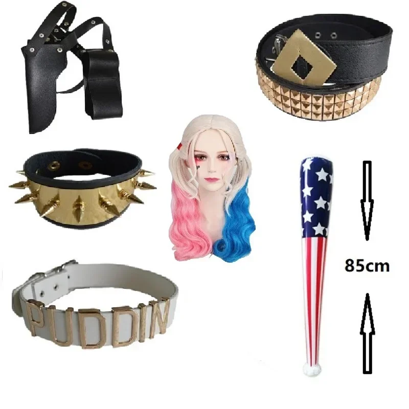 ウィッグ,ハーレークイン,モンスターブレスレット,ベルト,ネ - Anime Harley Quinn Cosplay のレビューと価格